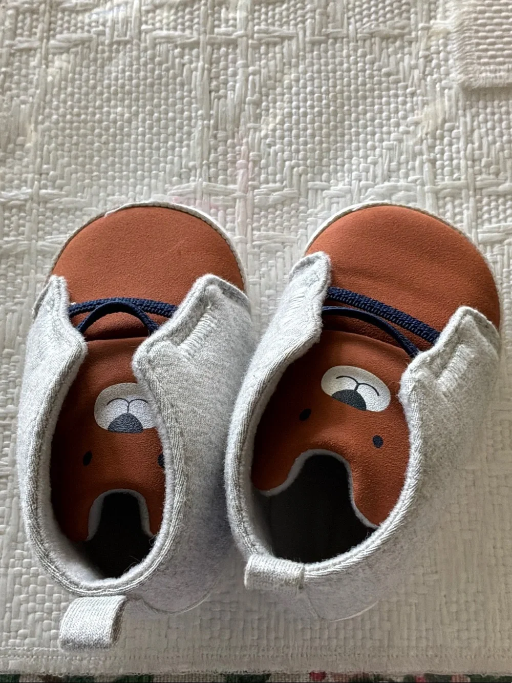 Kids Grey & Brown Bear Slip-On Shoes